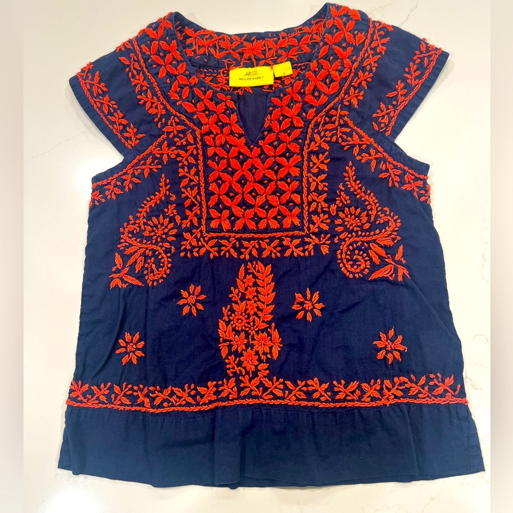 Roller Rabbit girls embroidered shirt. Size 4.